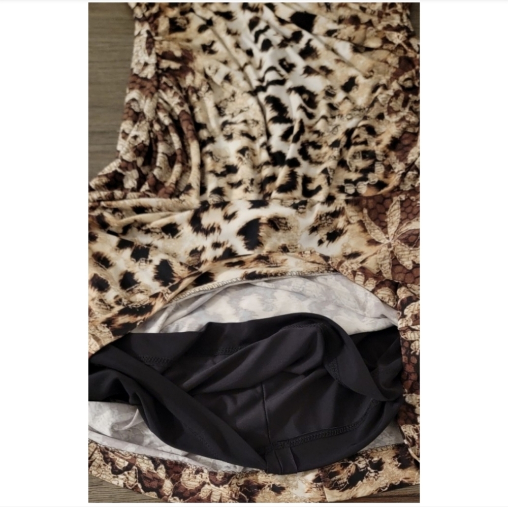 Cache Leopard Print Bodycon Women's Dress with Gold Tie Tassel, Size S - Picture 8 of 12